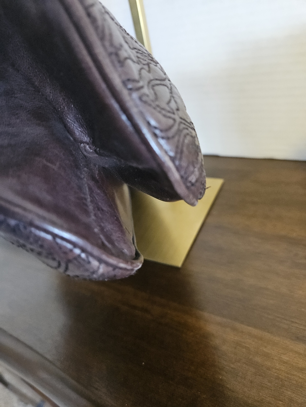 HOBO International Embossed Leather Frame Bag Brown Boho Rare/Vintage Crossbody - Picture 7 of 9
